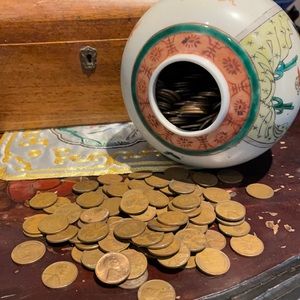 I have this ginger jar filled with Pennies!